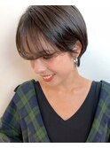 マニッシュ　ネイビーカラー　シアーグレージュ　ショート