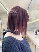 チェリーレッド暖色カラーケアブリーチブリーチリタッチボブ