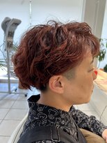 ヘアラウンジガガ(Hair Lounge GAGA) マッシュ×スパイラル×ワインレッドカラー