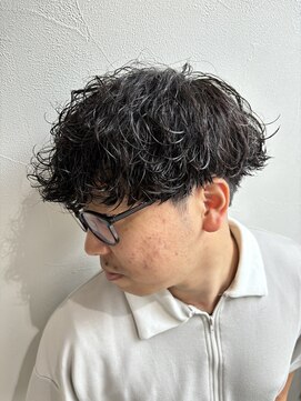 グラフ 立川(Graph.) 波巻きマッシュツーブロック波巻きパーマメンズカット