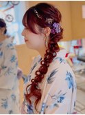 サイド編み下ろし浴衣ヘアアレンジ