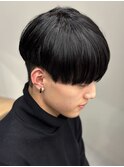 黒髪マッシュナチュラルマッシュメンズヘア韓国ツーブロック