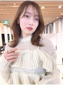 透明感カラー/ブラウンベージュ/セミロング/レイヤーカット