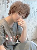夏ショート耳かけ毛先パーマイメチェンフォギーベージュ