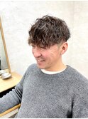 刈り上げ×強めスパイラルパーマ