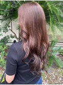 チョコレートカラー　ロングレイヤー　暖色系カラー