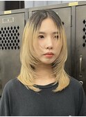 【GEEKS渋谷】ロングウルフ/ウルフ/顔周りレイヤー/夏カラー