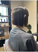オンプレショートボブ/縮毛矯正/髪質改善/ブルーグレージュツヤ