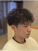 メンズデザインカット+波巻きパーマ