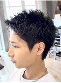 大分ツイストピンパーマメンズカット骨格矯正スパイキーショート