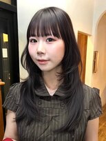 ロティー 天神(loty)&nbsp;レイヤー 韓国 顔周りカット 前髪 ブラウン 髪質改善カラー 20代