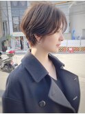 大人可愛い前髪ありのひし形マッシュショートパーマ20代30代小林