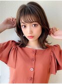 大人可愛い/透け感/前髪/小顔/くびれミディ/ラベンダーカラー