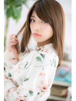 ミック 日暮里店(miq) 斜めバング&くすみカラーのツヤ髪大人ガーリーストレートb1