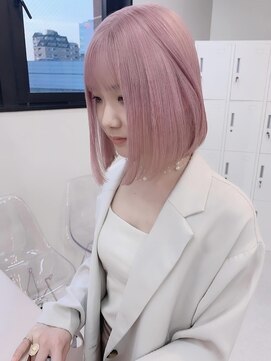 リンドトウキョウ ウメダ(LINDO TOKYO) R22_ミディアムボブ×ホワイトピンク/Wカラー/艶カラー