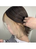 インナーカラーホワイトベージュ　前髪カット/ケアブリーチ