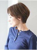 切りっぱなしショート・ボブ/絶壁解消/前髪なし/20代/30代/丸顔