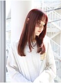 姫カットレイヤー/チェリーレッド/大人かわいい/艶髪/本牧