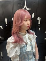 ワンズクロエ 原宿店(ONE's Chloe)&nbsp;くびれヘアアプリコットオレンジハイライトカラーブルーカラー
