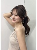 20代30代流れる顔周りレイヤーベージュカラー