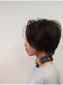 ハッシュカット/フルバング似合わせカット/ダークブラウン