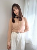 シースルーバング　レイヤーカット　ワンカールセミロング