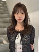 レイヤーカットロングレイヤーオリーブブラウンヘーゼルブラウン