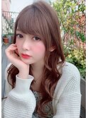 大人かわいいフェザーバング愛されピンクブラウン30代吉祥寺
