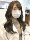韓国風くびれヘアミントベージュ/オリーブカーキ/メルティカラー