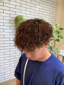 シフト(SHEEFT) メンズ カジュアル波巻きパーマ刈り上げ ハイトーンブラウン