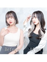 あるじゃんすー 池袋店 ブラック×ホワイト#シールエクステ#イヤリングカラー#韓国#池袋