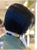 就活カラー　ブルーブラックカラータッセルボブ