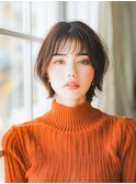 小顔ボブルフネビージュ30代40代ショート3