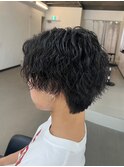 爽やか無造作ビジネスツーブロックツイストスパイラルパーマ
