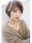 小顔ひし形ふんわりショート/パールベージュ/30代40代50代