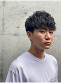 前下がりツーブロックマッシュ
