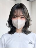 ナチュラルミディアムレイヤー_斜めバング_ba463281