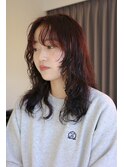 レイヤーパーマ/ミディアムパーマ/レッドブラウン/鎌倉美容室