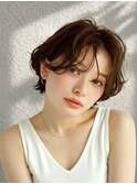 顔周りカット ブラウンベージュ 20代 くびれヘア 透明感カラー