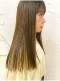 髪質改善 ストレート ベージュカラー ワイドバング