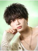 黒髪ラウンドラフマッシュ