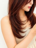 アンドヘアサロン(AND hair salon)&nbsp;顔周りレイヤーミディアムレイヤー/チェリーレッド/ワインレッド