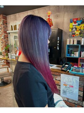 ルーナヘアー(LUNA hair) ラベンダーカラーからのワインレッド