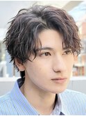 仙台センターパートツイストスパイラルパーマ無造作刈り上げなし