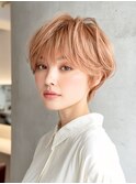 大人可愛いピンクベージュショート