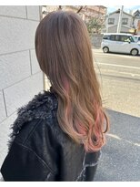 セットアップ 岡山北長瀬店(SET-UP) ピンクベージュインナーカラー/ロングレイヤー/イメチェン/