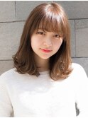 流しバング ダブルカラアッシュベージュ