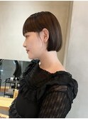 大人かわいいワイドバングショートボブ丸みショート