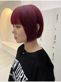 ワインレッド×パツだとボブ