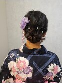 夏祭り/浴衣/七五三のお団子ヘアアレンジ シニヨン 編み込み#2